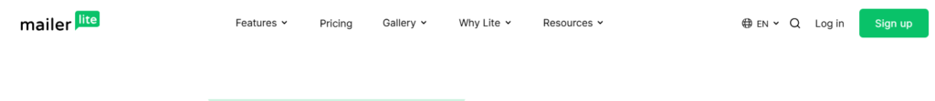 MailerLite dashboard navigation menu