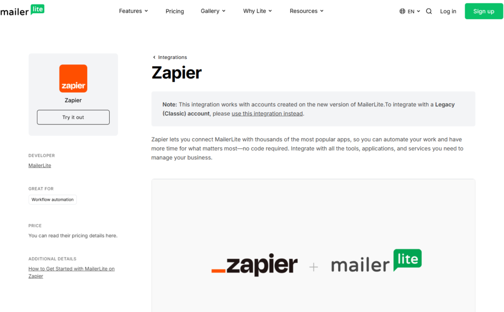 MailerLite Zapier automation workflow