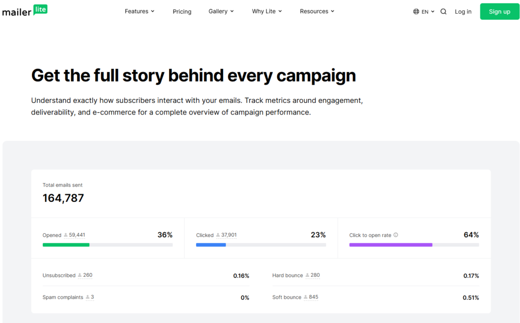 MailerLite deliverability and campaign health reports