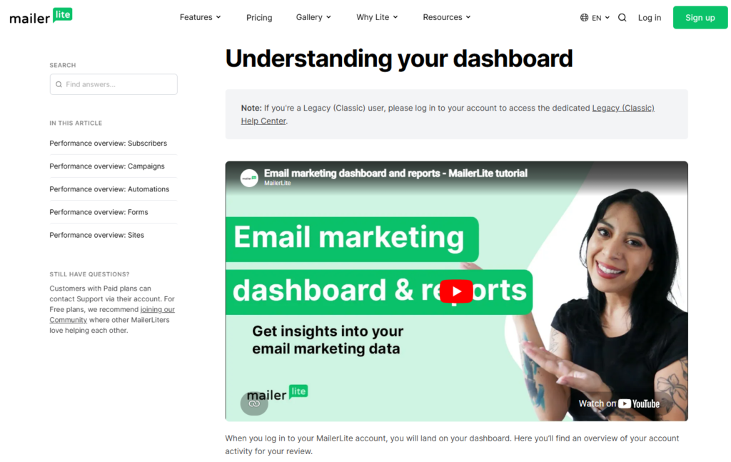 MailerLite subscriber management dashboard