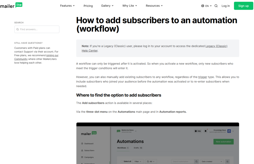 MailerLite subscriber automation workflow