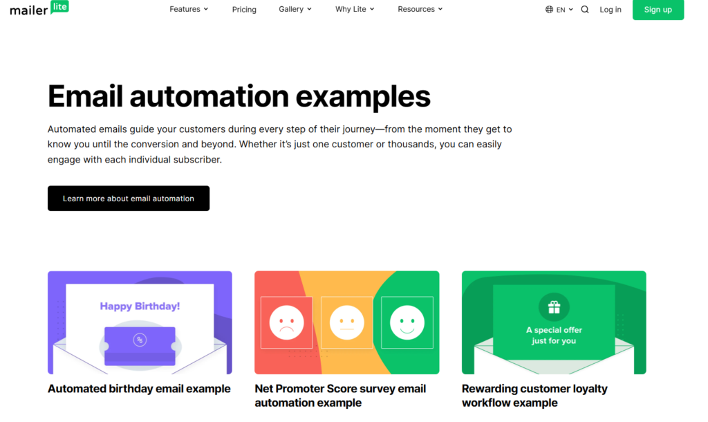 MailerLite marketing automation workflow example