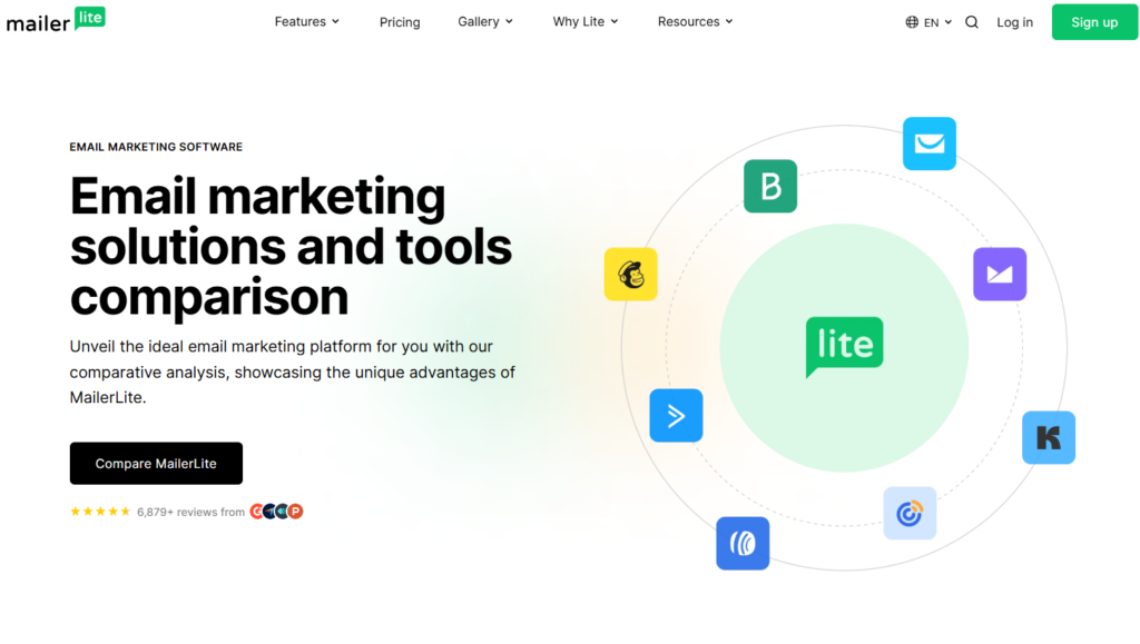 MailerLite  comparison page 