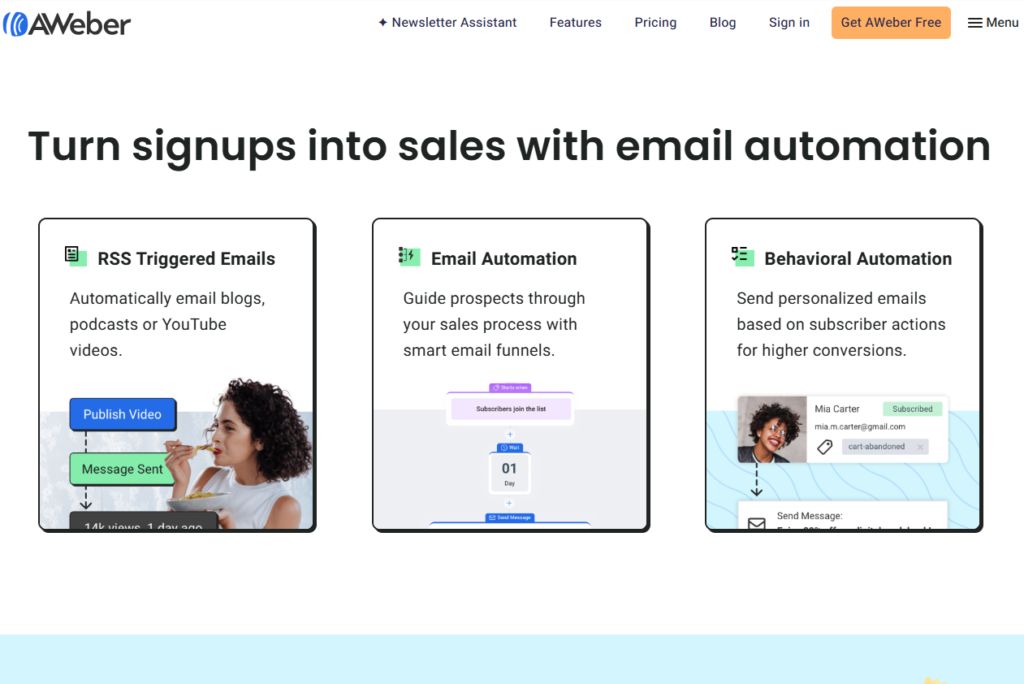  AWeber campaign dashboard.