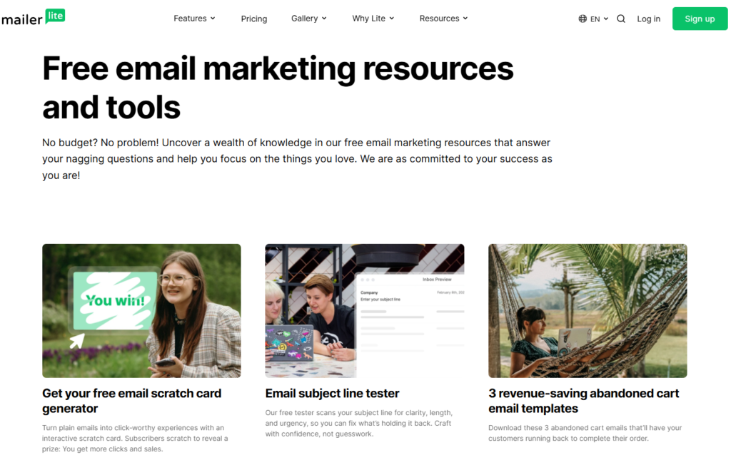 MailerLite free plan features